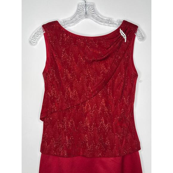 Vintage 80's-90's Patra Petite Red Sparkle Formal Evening Dress Made in USA 8 p - Picture 2 of 15